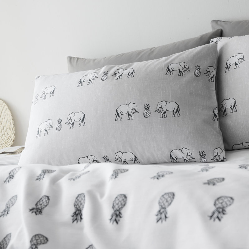 Tembo Elephant Cotton Duvet Cover Set, Single Duvet Cover + 1 Standard Pillowcase