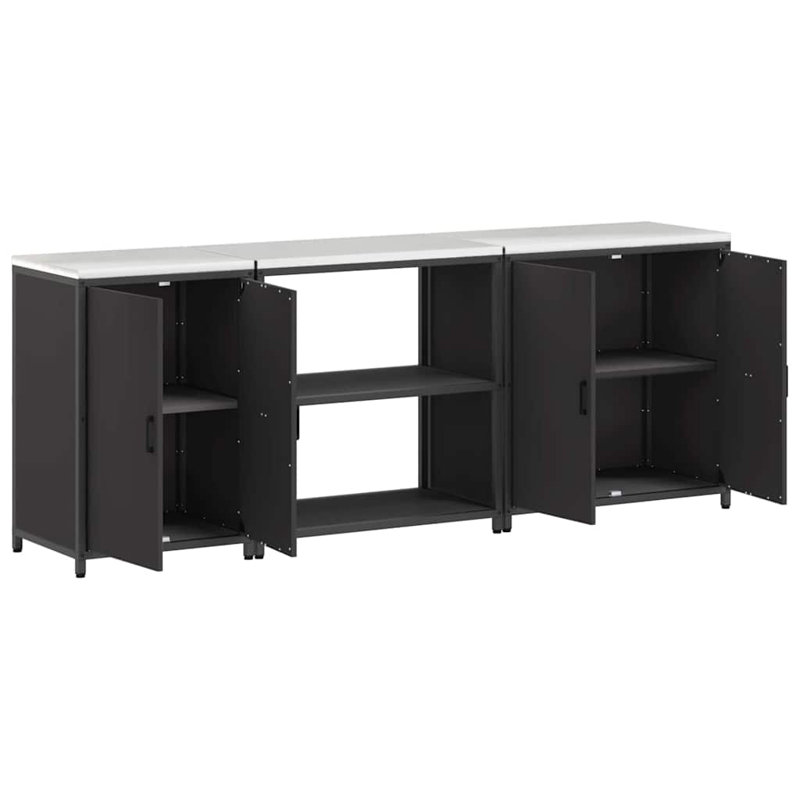  Storage Kitchen Cabinet Set, Black