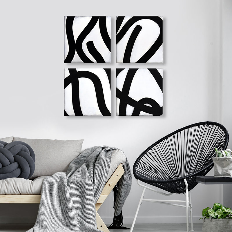 «Curves IV» par Norman Wyatt Jr. - Ensemble de 4 reproductions sur toiles tendues, H 30 po x l 30 po x P 1,5 po