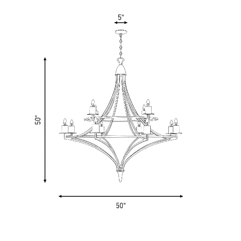 Director 12-Light Chandelier in Brass, Brass