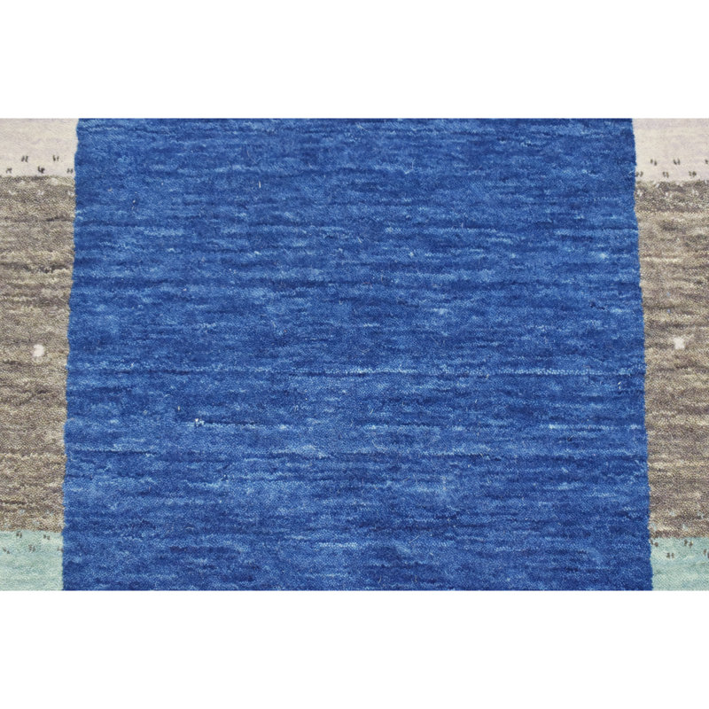 Hand Knotted Wool Area Rug in Blue/Brown/Gray/Ivory, Runner 2'6" x 10'