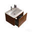Meuble-lavabo 24 po en noyer rayé avec lavabo à surface solide blanc, meuble-lavabo mural flottant pour salle de bain moderne, pré-assemblé