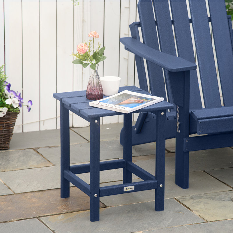 Blue HDPE Plastic Square Outdoor Side Table