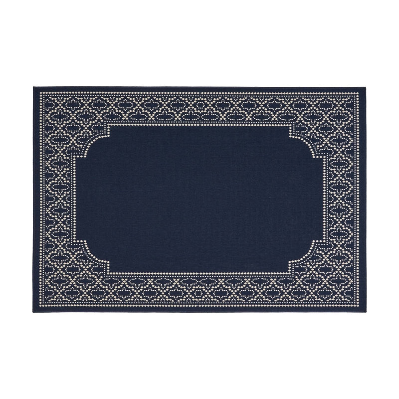Navy Rectangle Polypropylene 5'3" X 7' Rug