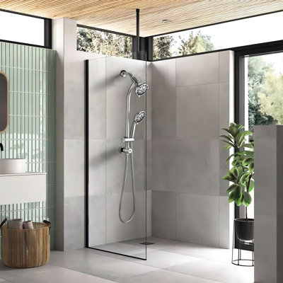 Douche de pluie 5 pouces et 7 jets avec glissière de 26 po, installation facile, angle réglable, buses, débit stable de 1,8 gal / min, commande manuelle