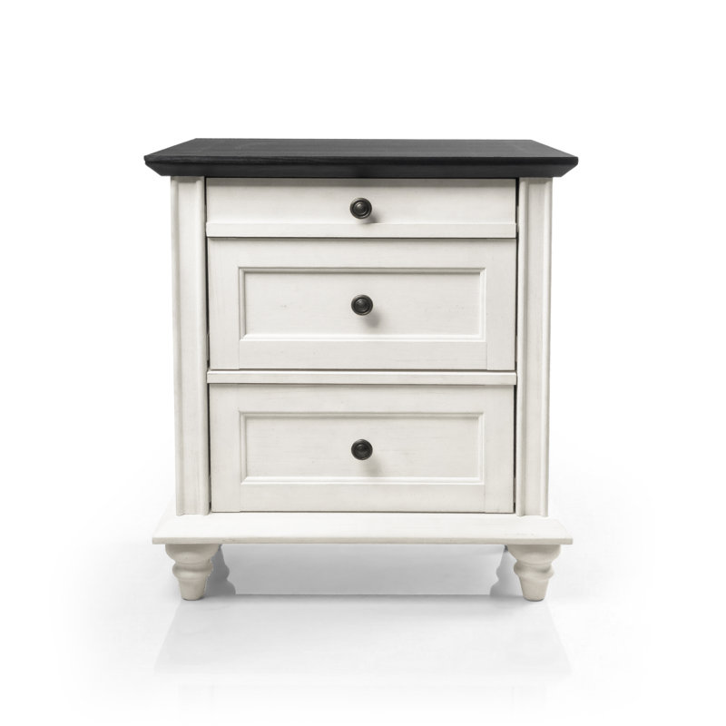 Roscoe 3-Drawer Nightstand, Antique White