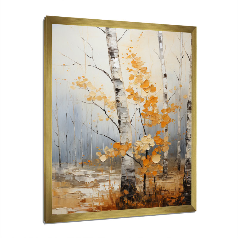 «Arnerich Birch Woods Autumn Whispers», reproduction sur toile, H 40 po x l 30 po x P 1,5 po, Encadrement doré