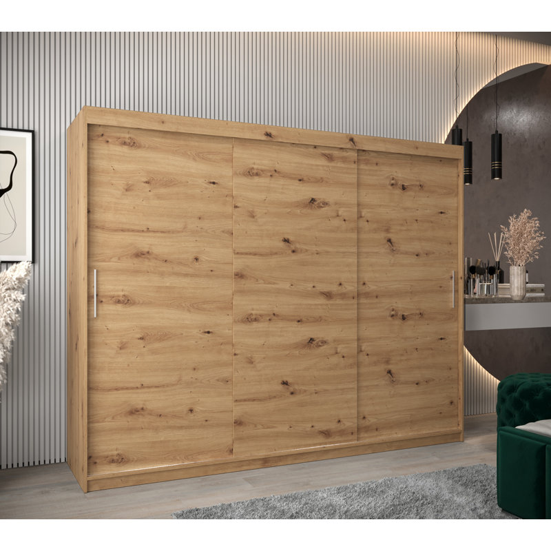 Brijae 3 Door Manufactured Wood Wardrobe, Artisan Oak 