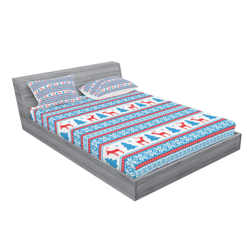 Microfiber Geometric Sheet Set, Full Sheet Set with Fitted Sheet, Striped