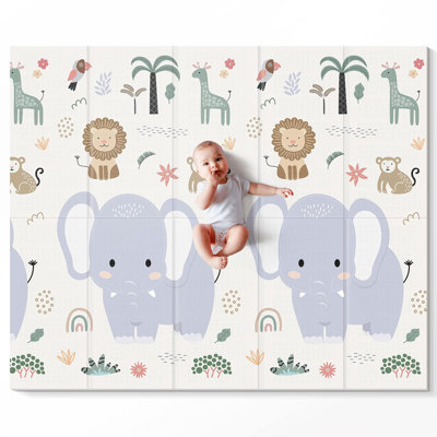 79x71 Foldable Baby Play Mat For Floor, Extra Large Non-toxic Tummy Time And Crawling Playmat, Thick Foam Play Mat For Baby, Reversible Portable Babies Floor Mats For Infant, Toddler