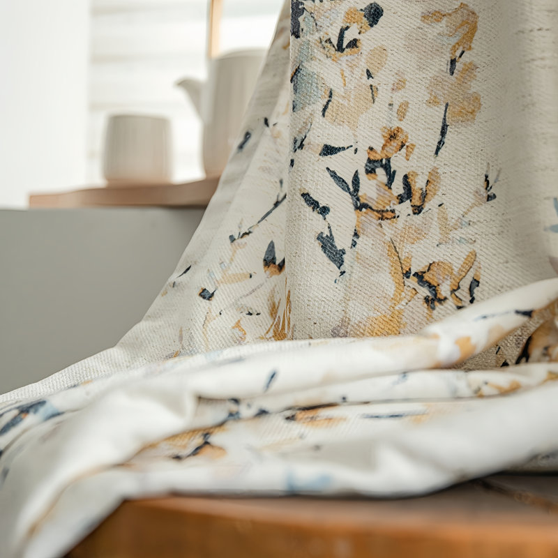 Susanna Linen Blend Room Darkening Curtain Panel Pair, 50" W x 84" L, Yellow