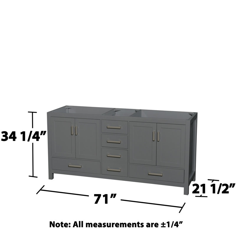 Sheffield 70.75" Elegant Dark Gray Double Bathroom Vanity Base