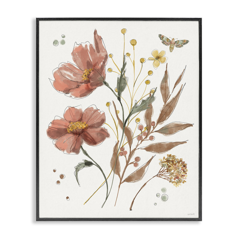 «Cottage Florals in Full Bloom», estampe numérique, design par Anne Tavoletti, H 14 po x l 11 po, Giclée encadrée noir minuit
