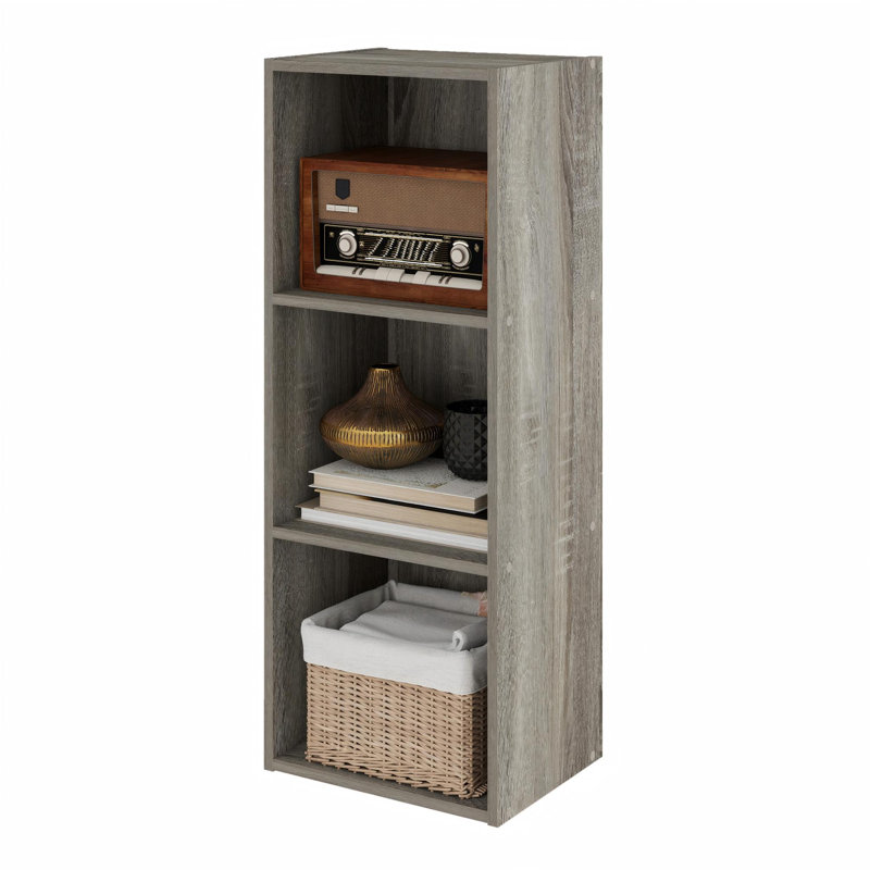  Luder Reversible Color Open Shelf Bookcase, Gray, (3 Shelves) 31.5"H x 12"W x 9.3"D
