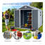 6 Ft X 8 Ft Resin Outdoor Storage, Plastic Garden Sheds With Floor And Lockable Door For Backyard, Lawn, Grey