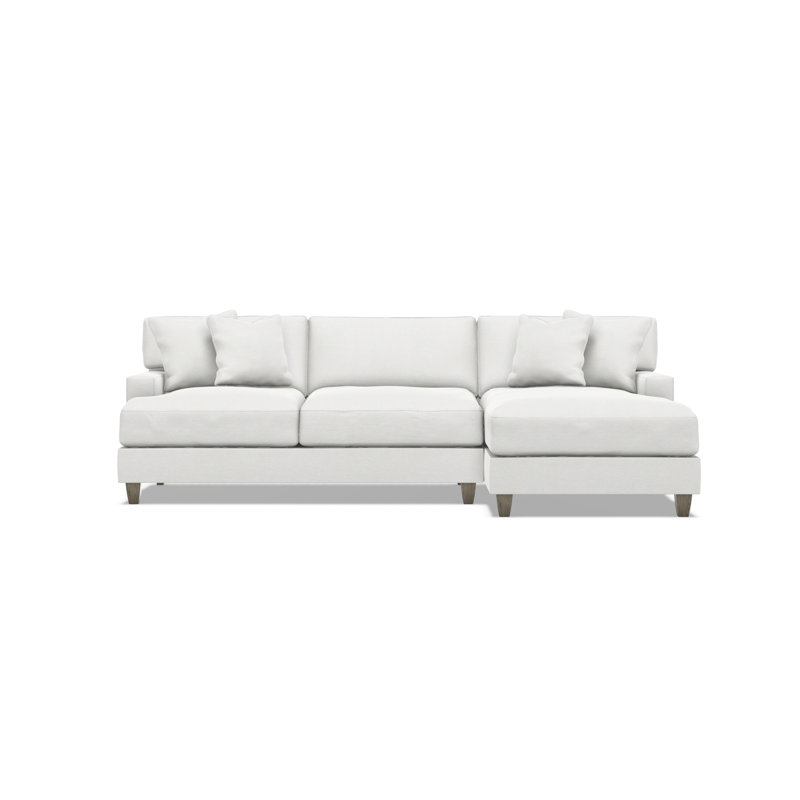 Mila 2-Piece Fabric Sectional, White Polyester Blend, Right Hand Facing, 33.5" H x 101" W x 61" D