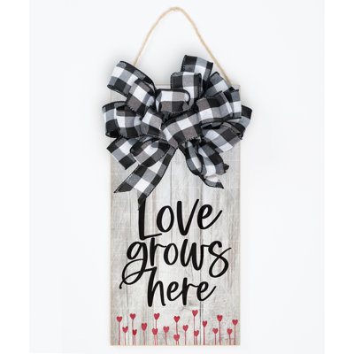 Love Grows Here Wood Plaque 13.625"x6.75"