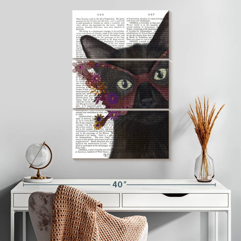Ketti Cat And Flower Glasses II, 32" H x 20" W