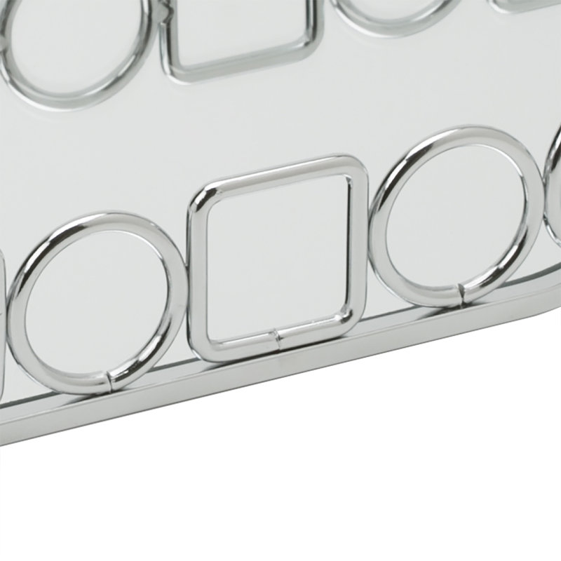 Chrome Geometric Mirror Vanity Tray with Steel Frame