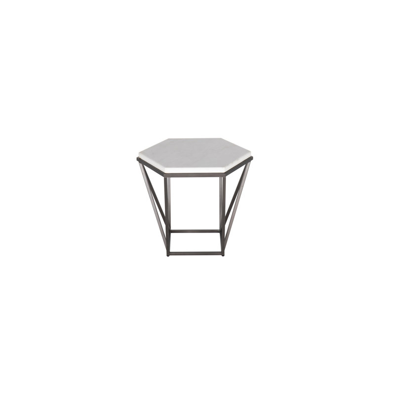Corvus - Table de bout avec plateau hexagonal en marbre - Blanc