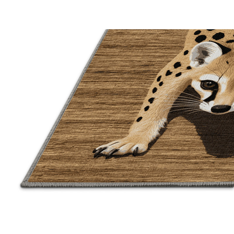 Washable Genet Wildlife Area Rug, Square 4'