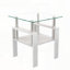 Ensemble 2 pièces table de thé moderne en verre trempé - transparent / carré blanc-624641985
