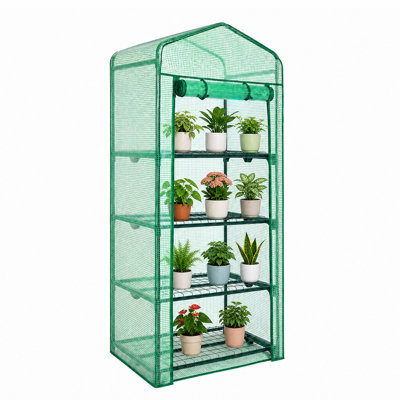 Aoodor 27x19x63 Inch 4 Tier Upgrade Greenhouse with Protective PE Base