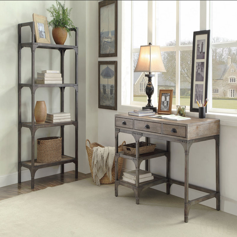 Bureau Seybert en chêne vieilli et argent antique 92325