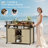 Outdoor Wicker Bar Cart with Storage & Extendable Top - Rolling Kitchen Island for Patio, Backyard, and Entertaining