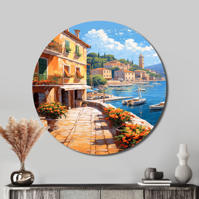 La Dolce Italian Beachside I - Landscapes Round Metal Art
