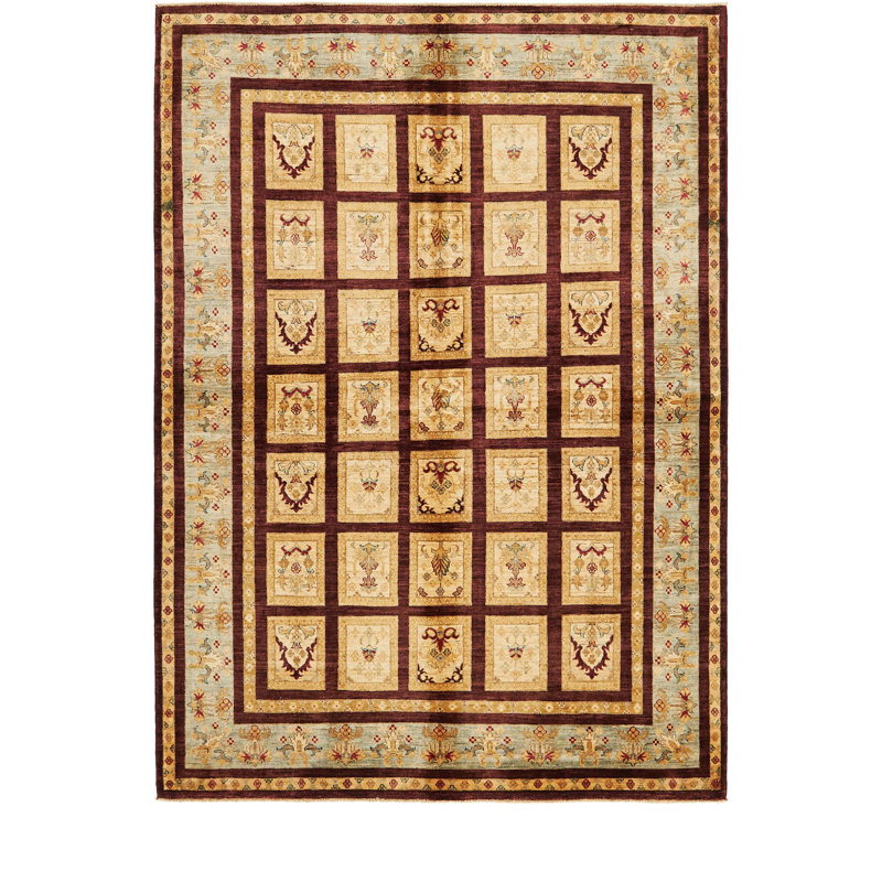 Tapis de zone en laine 5 pi 9 po x 8 pi noué la à la main one-of-kind Denver