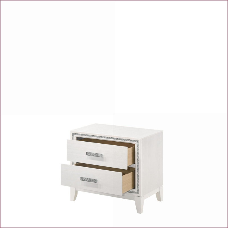 Haiden White Modern 2-Drawer Storage Nightstand for Bedroom, White