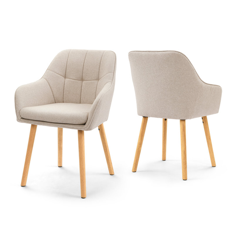 51cm H Upholstered Upholstered Back Armchair, Beige, Beige