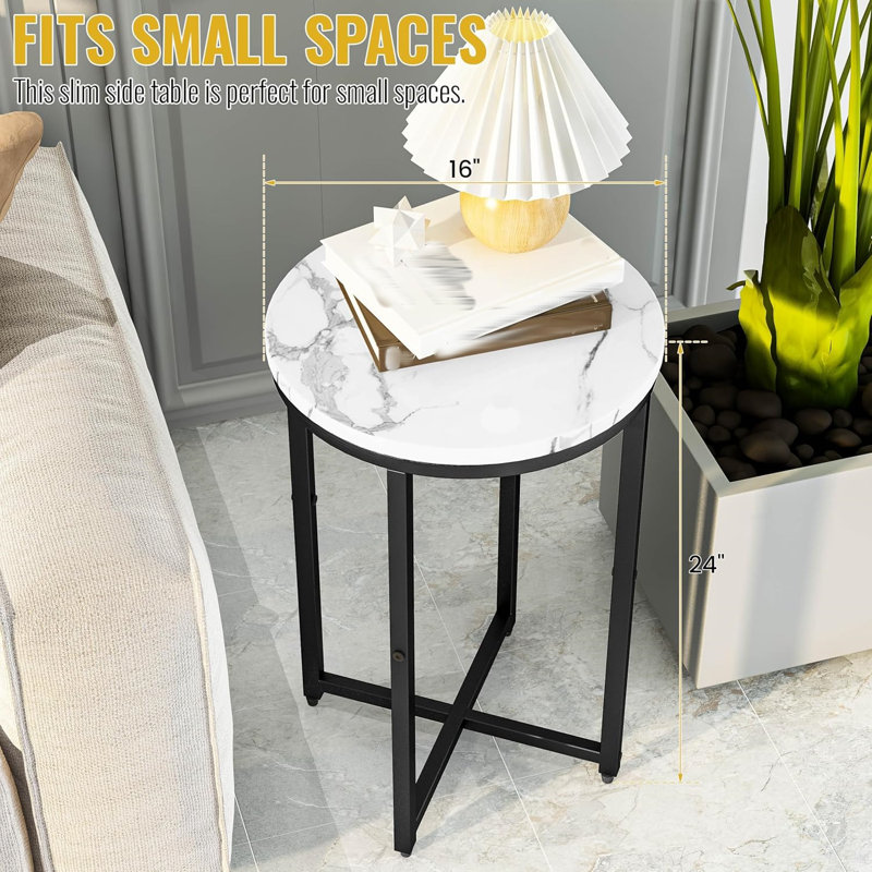 Ensemble de 2 tables d'appoint de table d'appoint 2 pièces de 16 pouces Modern Modern, Noir