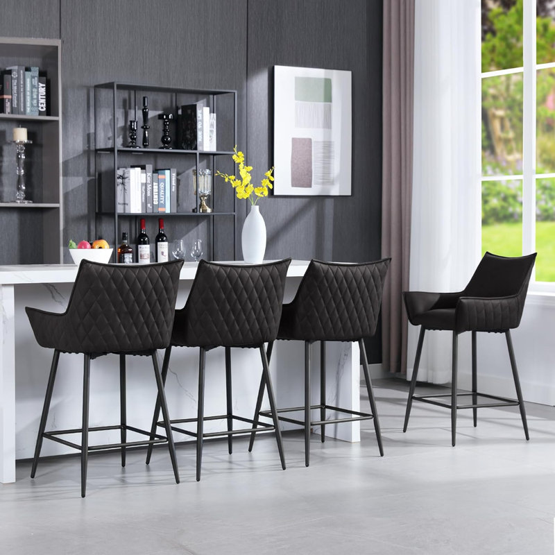 Anjum Upholstered Counter Stool, Anthracite