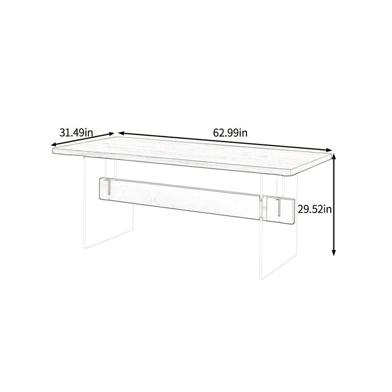 Table de salle à manger en acrylique, H 29,52 po x L 62,99 po x l 31,49 po