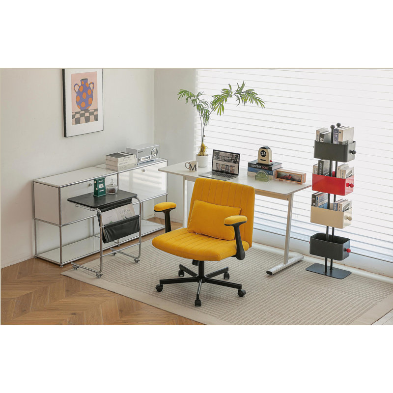 Modern Armrest Office Chair, Computer Desk Chair with Wheels, Yellow