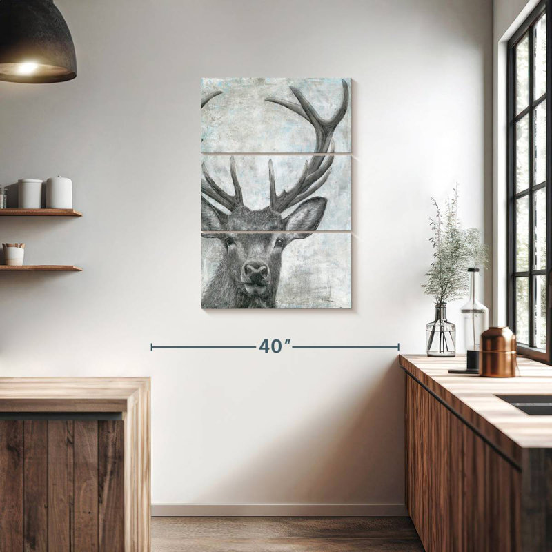 Portrait d'un cerf, H 38 po x l 24 po