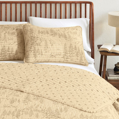 Moonlight Ridge Beige/Black Microfiber Reversible Quilt Set