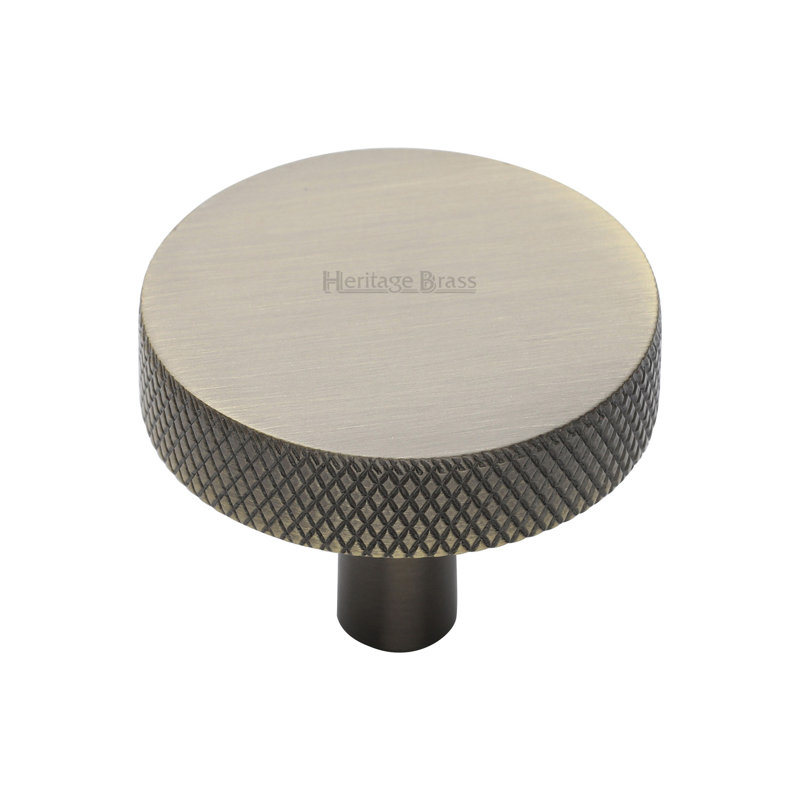 Heritage Brass Signac Heritage Cabinet Knob Knurled Disc Design, 2.9cm H x 3.8cm W x 3.8cm D, Antique Brass