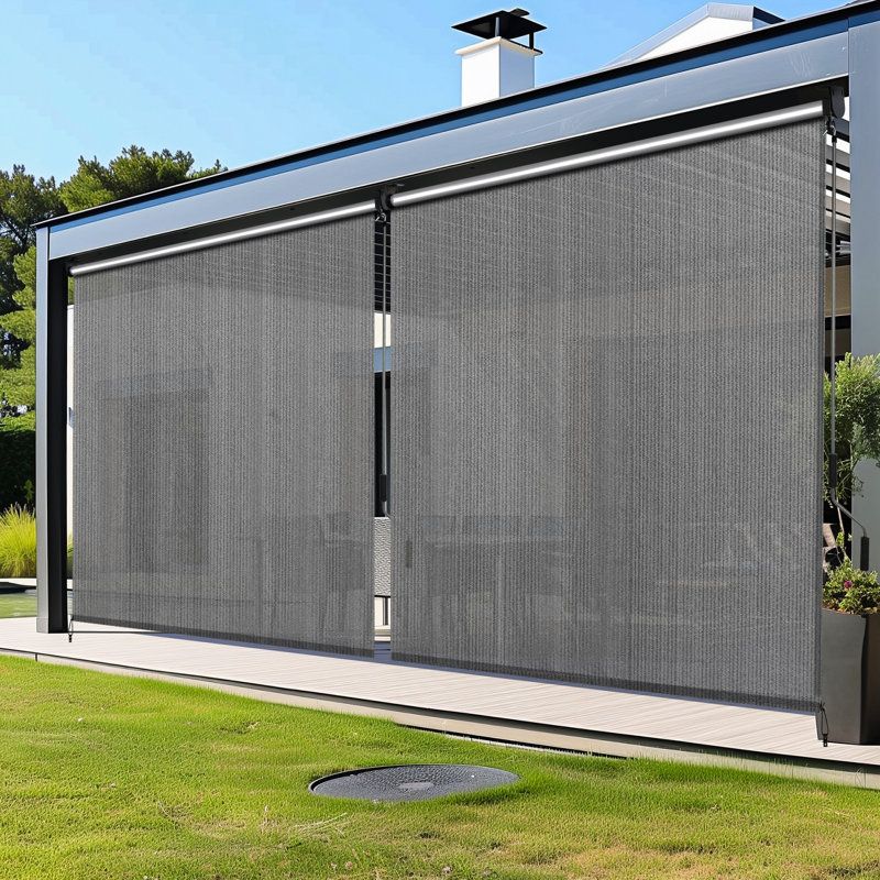 Outdoor Roller Sun Shade, Hdpe Shade Cloth, Aluminum Tube, Gris, l 96 po x L 72 po