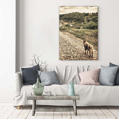Two Dogs On The Hill - Wrapped Canvas Print
