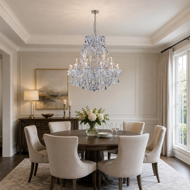 Lustre en cristal transparent 18 lumières Traditional, Transparent