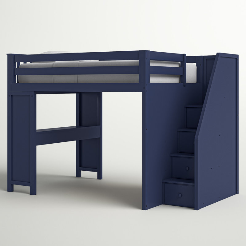 Lennon Kids Full Loft Bed with Drawers, Blue