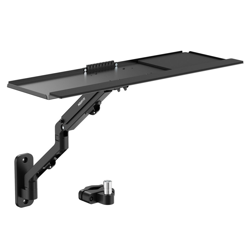 Black Adjustable Wall-Mounted Keyboard Tray with Spring Arm