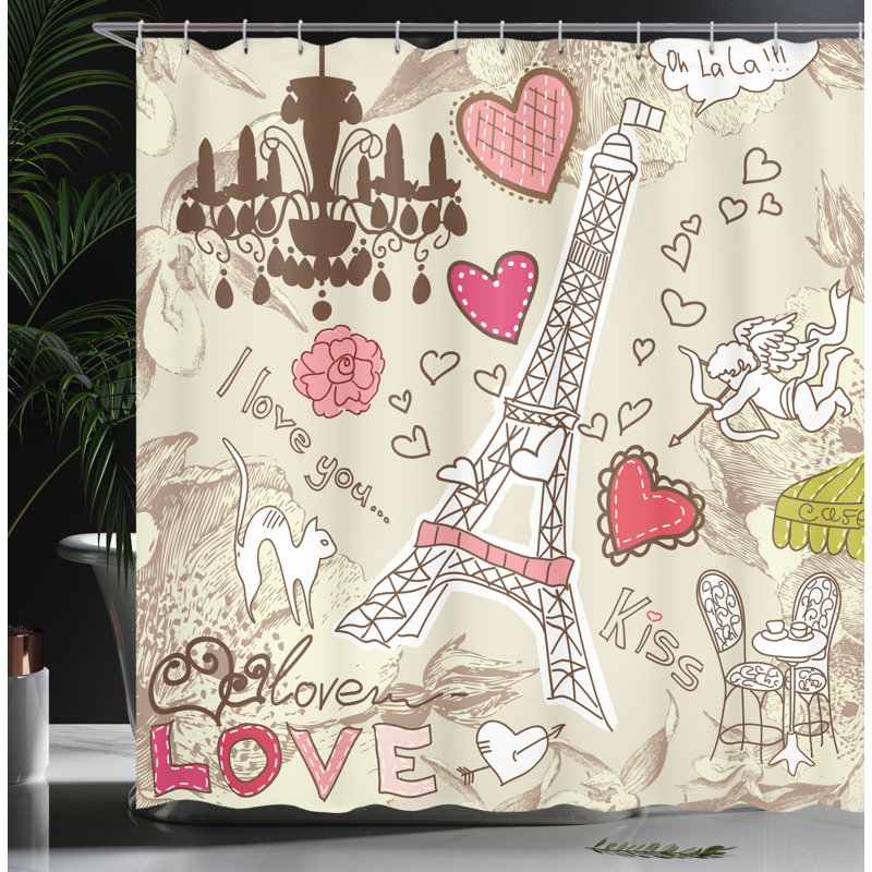 Shower Curtain with Hooks Included, 70" H x 69" W