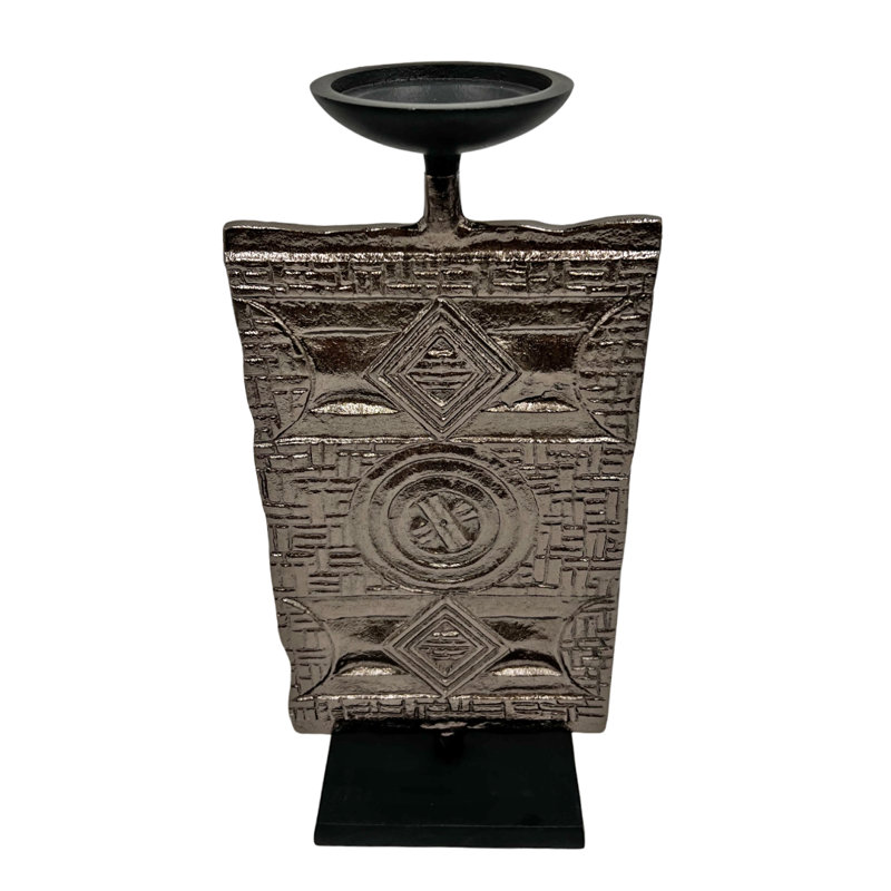 Sculpture moderne bougeoir en aluminium , H 16 po x l 7 po x P 4 po