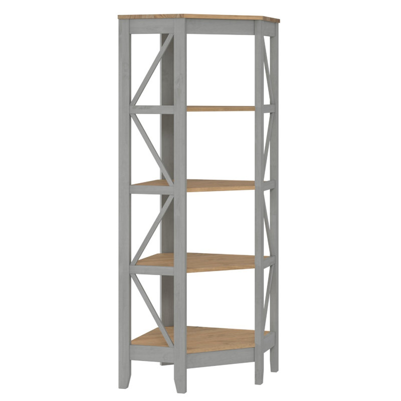 Wood Corner Bookcase 4 Shelf Corona Gray | , (4 Shelves) 65.55"H x 23.23"W x 23.23"D