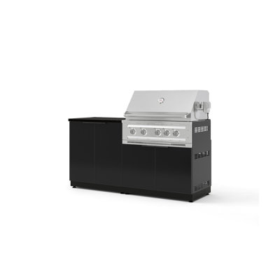 Ensemble d'armoires d'extérieur en aluminium 4 pièces avec gril platine 36 po - gaz naturel et comptoir en pierre d'ingénierie noire nano 32 po