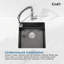 Évier de cuisine en acier inoxydable, lavabo simple encastré à la main de 18 po x 18 po, avec drain et crochet standards américains
